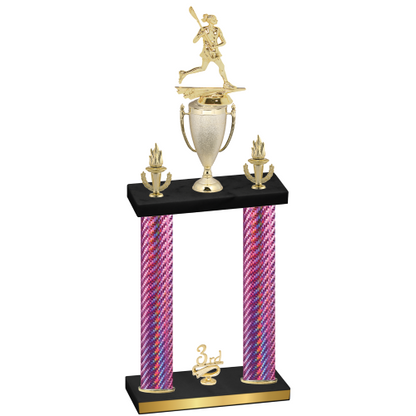 Double Pink Carbon Fiber Third Place Lacrosse Trophy