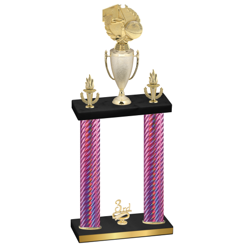 Double Pink Carbon Fiber Third Place Basketball Trophy