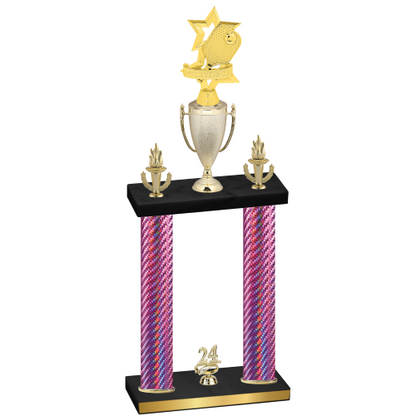 Double Pink Carbon Fiber Year Pickleball Trophy