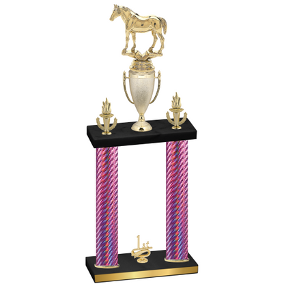 Double Pink Carbon Fiber First Place Horses Trophy