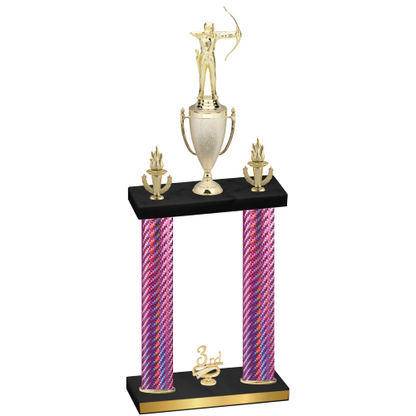 Double Pink Carbon Fiber Third Place Archery Trophy