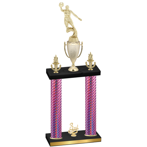 Double Pink Carbon Fiber Third Place Basketball Trophy