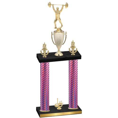 Double Pink Carbon Fiber First Place Weights Trophy