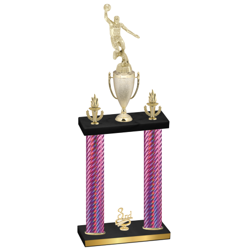 Double Pink Carbon Fiber Third Place Basketball Trophy