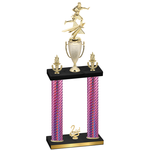 Double Pink Carbon Fiber Second Place Flag Football Trophy