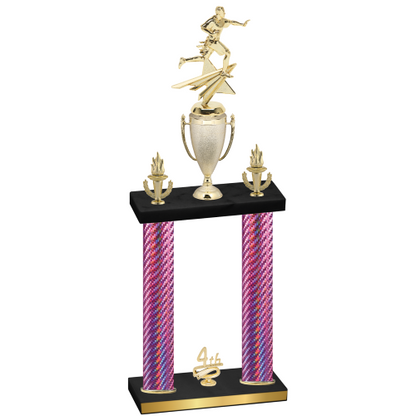 Double Pink Carbon Fiber Fourth Place Flag Football Trophy