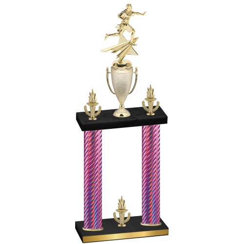 Double Pink Carbon Fiber Victory Flag Football Trophy