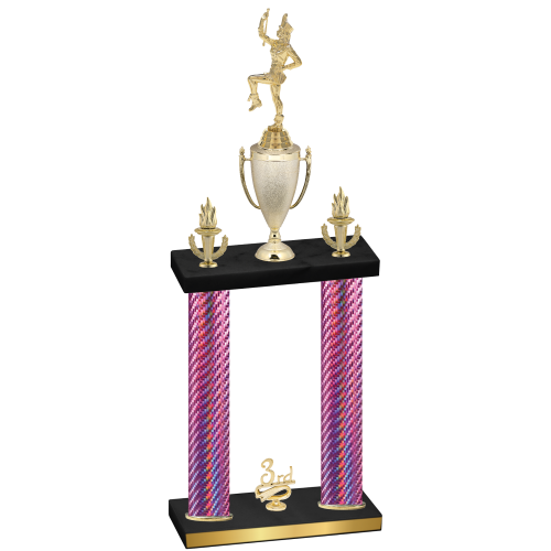 Double Pink Carbon Fiber Third Place Majorette Trophy