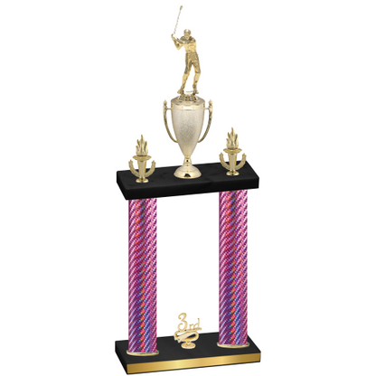 Double Pink Carbon Fiber Third Place Golf Trophy