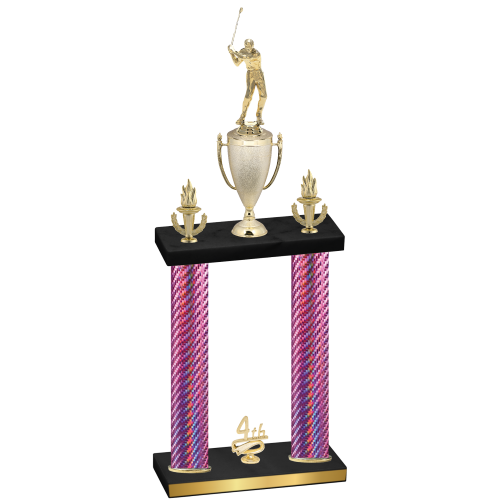 Double Pink Carbon Fiber Fourth Place Golf Trophy