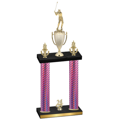 Double Pink Carbon Fiber Year Golf Trophy