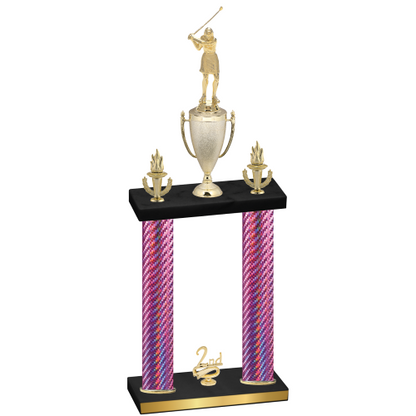 Double Pink Carbon Fiber Second Place Golf Trophy