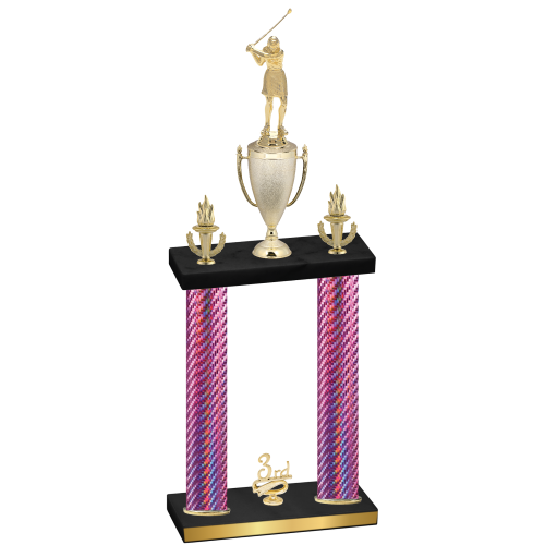 Double Pink Carbon Fiber Third Place Golf Trophy