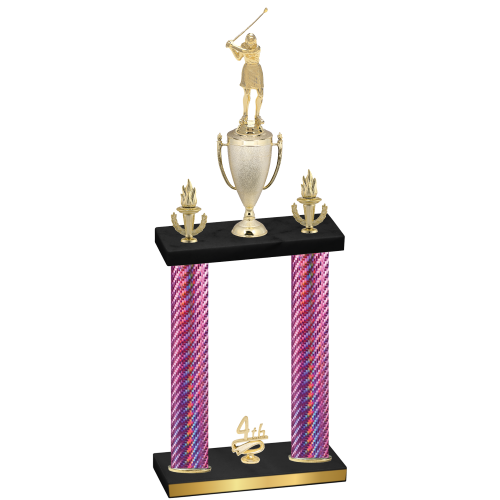 Double Pink Carbon Fiber Fourth Place Golf Trophy