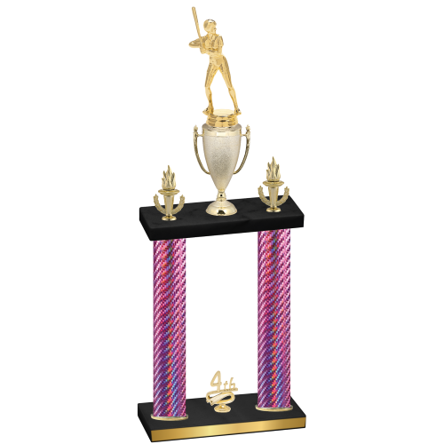 Double Pink Carbon Fiber Fourth Place Softball Trophy