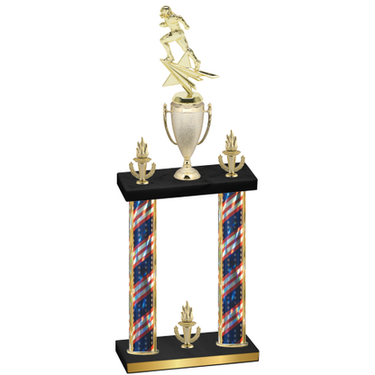 Double Flag USA Victory Football Trophy