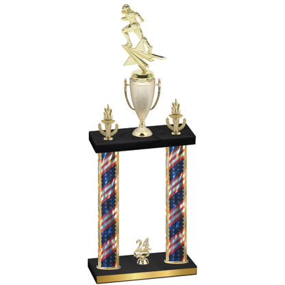 Double Flag USA Year Football Trophy