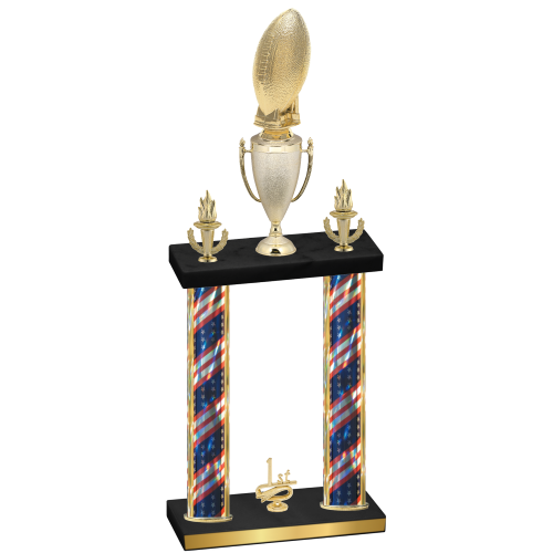 Double Flag USA First Place Football Trophy