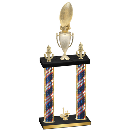Double Flag USA First Place Football Trophy