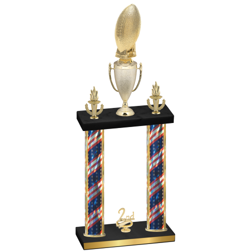 Double Flag USA Second Place Football Trophy