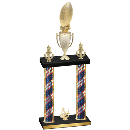 Double Flag USA Third Place Football Trophy