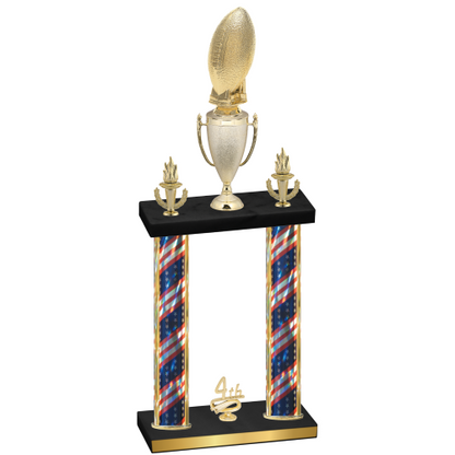 Double Flag USA Fourth Place Football Trophy