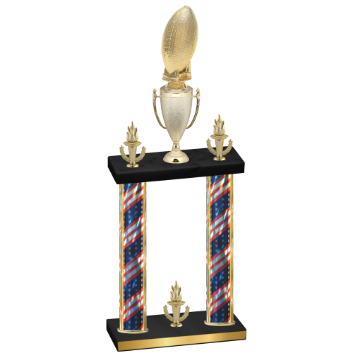 Double Flag USA Victory Football Trophy