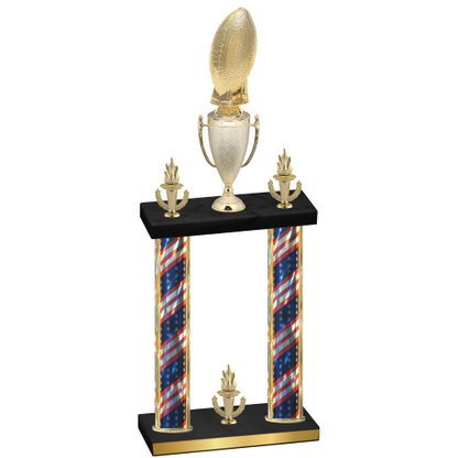 Double Flag USA Victory Football Trophy