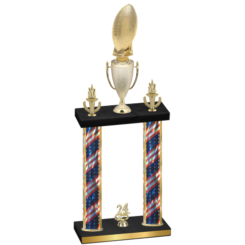 Double Flag USA Year Football Trophy