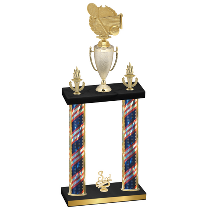 Double Flag USA Third Place Tennis Trophy