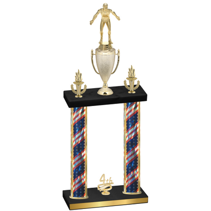 Double Flag USA Fourth Place Wrestling Trophy