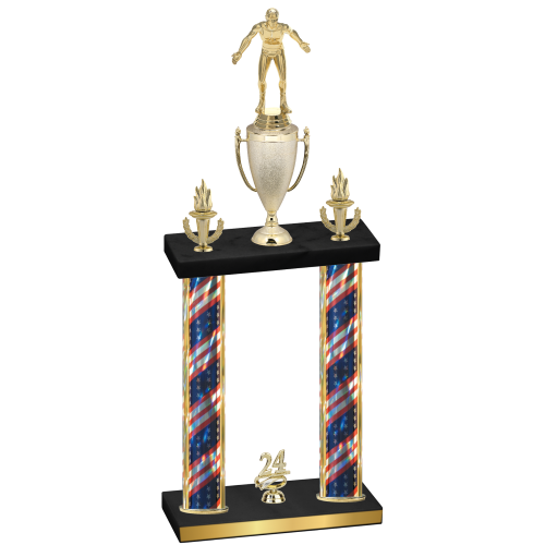 Double Flag USA Year Wrestling Trophy