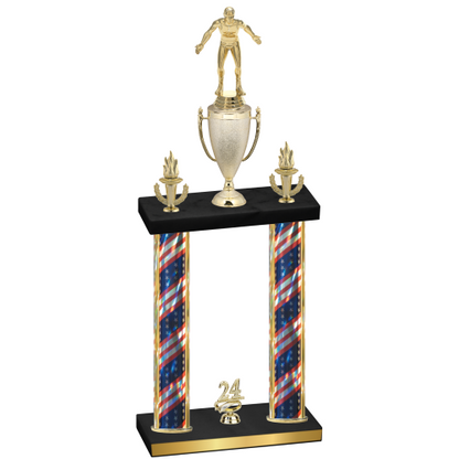 Double Flag USA Year Wrestling Trophy