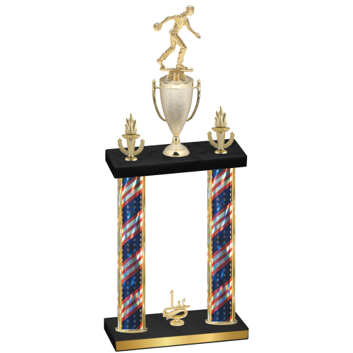 Double Flag USA First Place Bowling Trophy