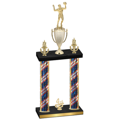 Double Flag USA Fourth Place Volleyball Trophy