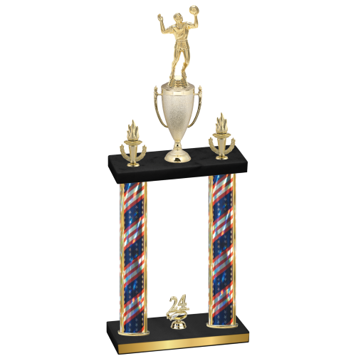 Double Flag USA Year Volleyball Trophy