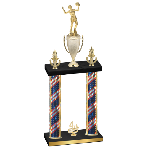 Double Flag USA Fourth Place Volleyball Trophy