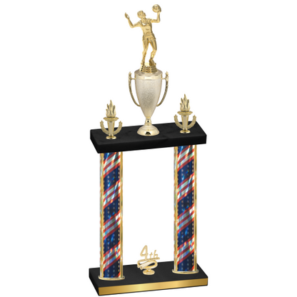 Double Flag USA Fourth Place Volleyball Trophy