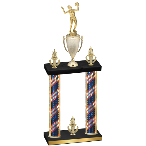 Double Flag USA Victory Volleyball Trophy
