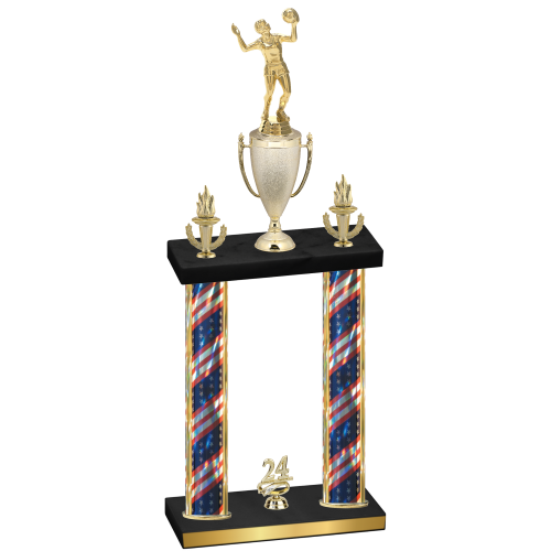 Double Flag USA Year Volleyball Trophy
