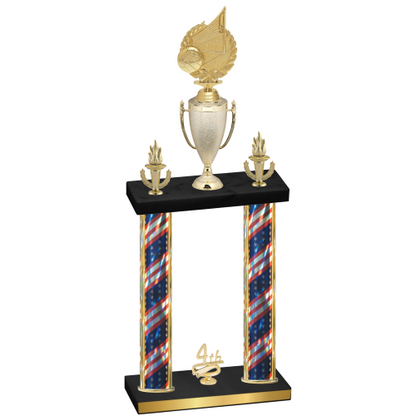 Double Flag USA Fourth Place Volleyball Trophy
