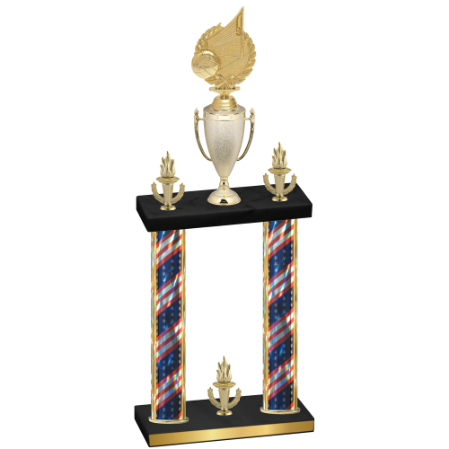 Double Flag USA Victory Volleyball Trophy