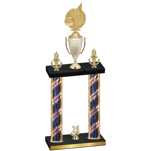 Double Flag USA Year Volleyball Trophy