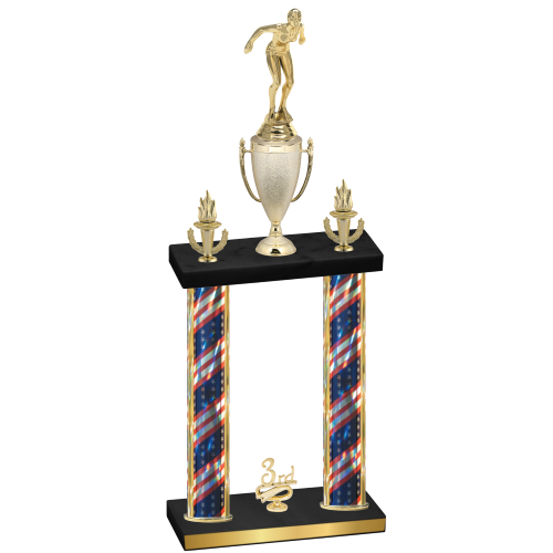 Double Flag USA Third Place Tennis Trophy