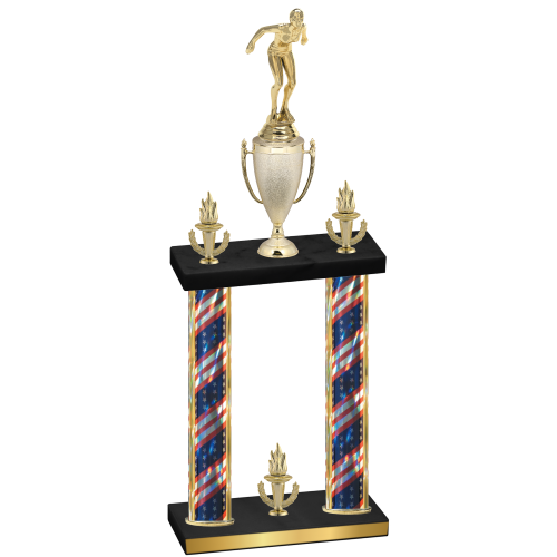 Double Flag USA Victory Tennis Trophy