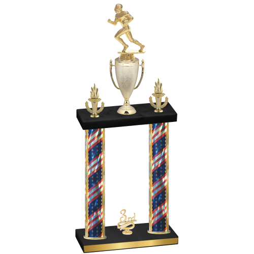Double Flag USA Third Place Football Trophy