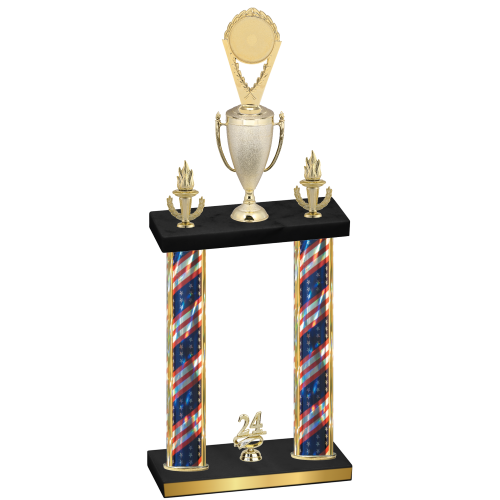 Double Flag USA Year Insert Trophy