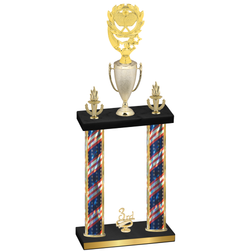 Double Flag USA Third Place Pickleball Trophy