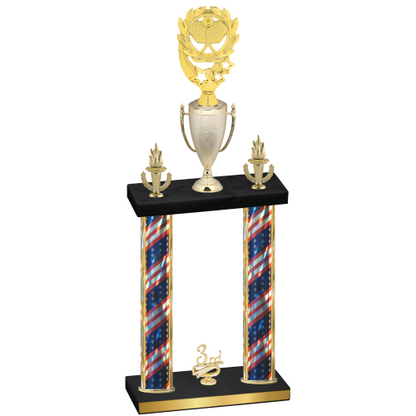 Double Flag USA Third Place Pickleball Trophy
