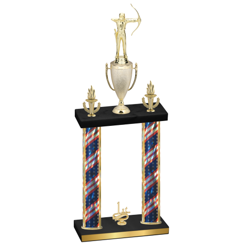 Double Flag USA First Place Archery Trophy